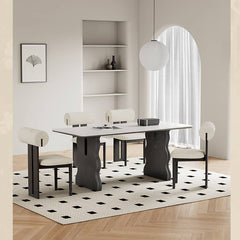 Modern Rectangular Dining Table with Marble Top &  2 Pedestals for 6 Seaters hagst-570