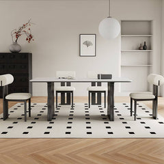 Modern Rectangular Dining Table with Marble Top &  2 Pedestals for 6 Seaters hagst-570