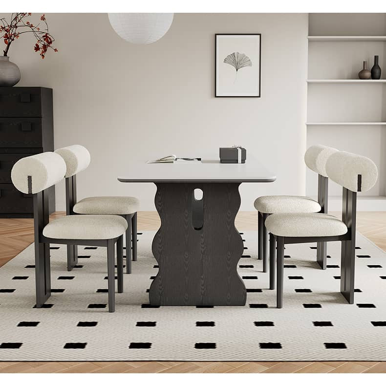 Modern Rectangular Dining Table with Marble Top &  2 Pedestals for 6 Seaters hagst-570