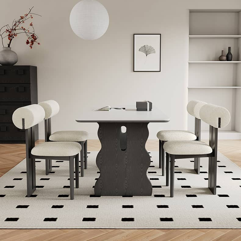 Modern Rectangular Dining Table with Marble Top &  2 Pedestals for 6 Seaters hagst-570