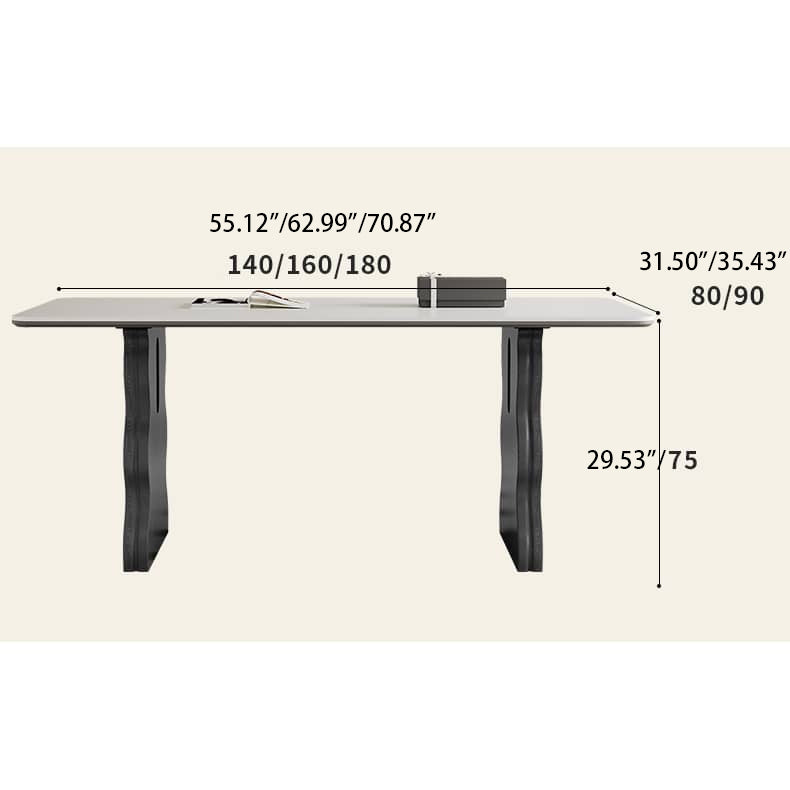 Modern Rectangular Dining Table with Marble Top &  2 Pedestals for 6 Seaters hagst-570