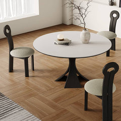 Modern Round Dining Table with Sintered Stone Top & Pedestal for 6 hagst-571