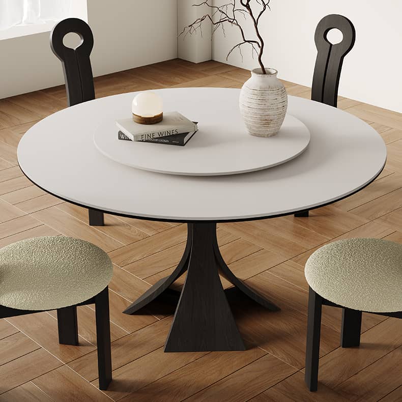 Modern Round Dining Table with Sintered Stone Top & Pedestal for 6 hagst-571