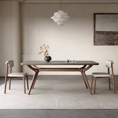 Minimalistic Rectangular Ash Wood Dining Table with Sintered Stone Top for 6 hagst-572