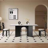 Modern Rectangular Oak Wood Dining Table Durable Sintered Stone Top for 6 hagst-576