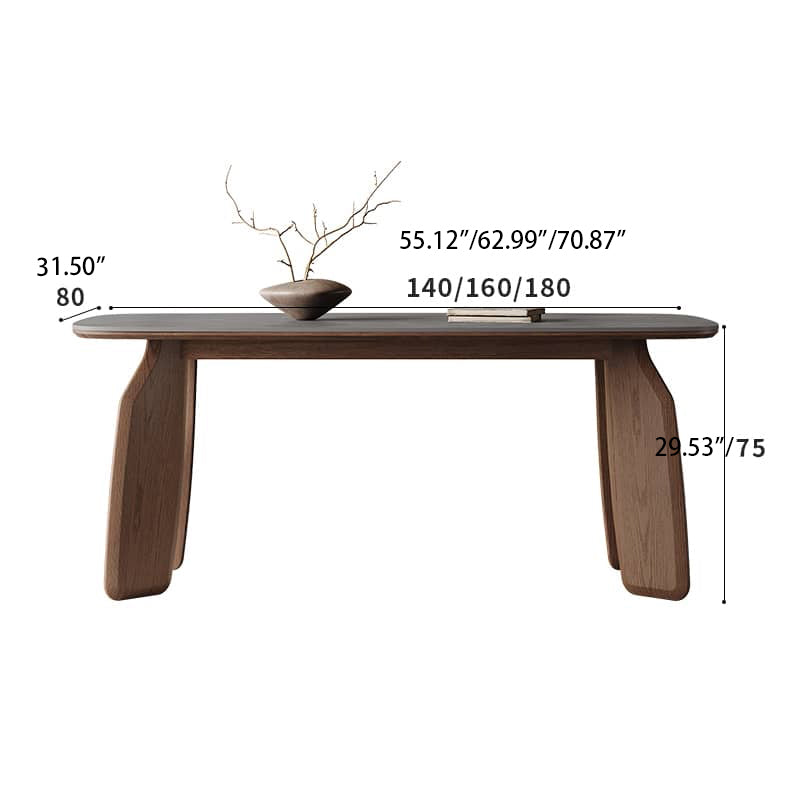 Luxurious Oak Wood Dining Table Rectangle Sintered Stone Top - Perfect Decor for Dining Room hagst-577