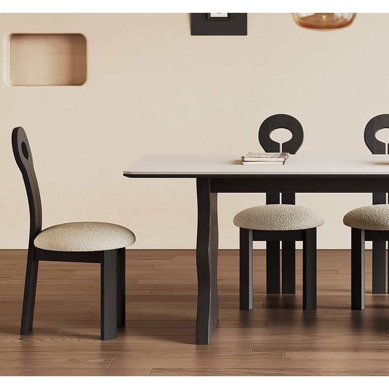 Vintage Rectangular Dining Table with Durable Sintered Stone & Double Pedestals for 6 hagst-578