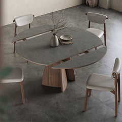 Modern Round Dining Table in Gray Sintered Stone Top and Pedestal for Dining Room hagst-580