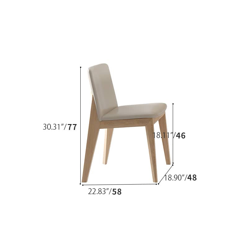 Elegant Off White Faux Leather Dining Chair in Natural Wood Color for Dining Room hagst-816