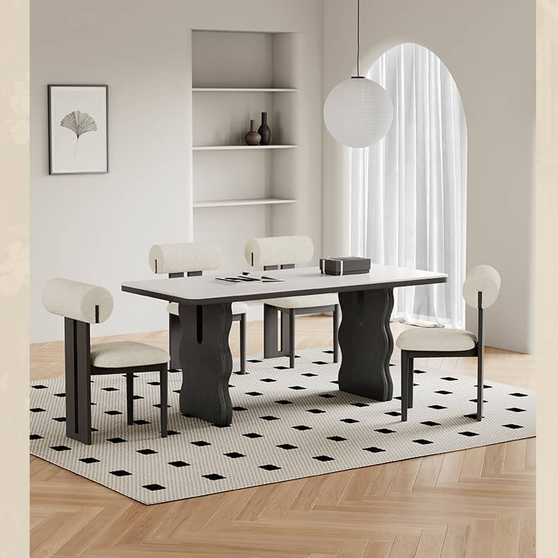 Modern Black & White Ash Wood Dining Chair with Foam & Polyester Upholstery hagst-819