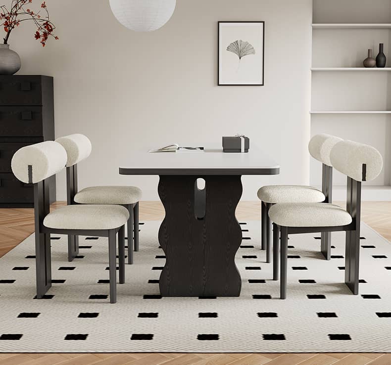 Modern Black & White Ash Wood Dining Chair with Foam & Polyester Upholstery hagst-819