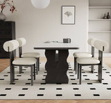 Modern Black & White Ash Wood Dining Chair with Foam & Polyester Upholstery hagst-819