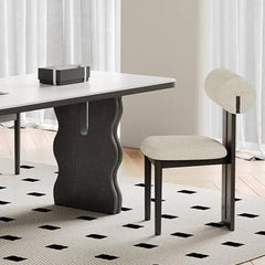 Modern Black & White Ash Wood Dining Chair with Foam & Polyester Upholstery hagst-819