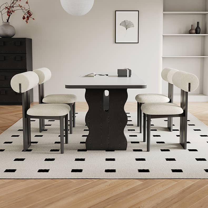 Modern Black & White Ash Wood Dining Chair with Foam & Polyester Upholstery hagst-819