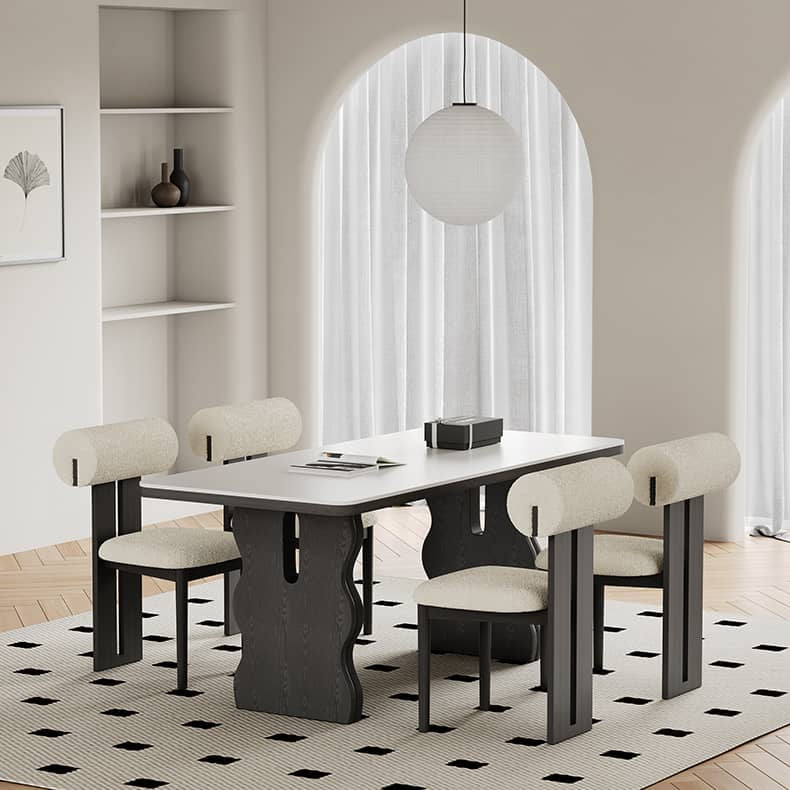 Modern Black & White Ash Wood Dining Chair with Foam & Polyester Upholstery hagst-819