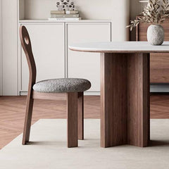 Stylish Oak Wood Dining Chair in Gray & Brown with Foam and Durable Polyester Upholstery hagst-820