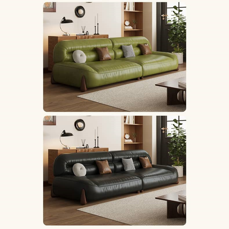 Stylish Sofa in Light Brown Faux Leather with Pine and Oak Wood Details – Comfort and Elegance Combined hatx-1018