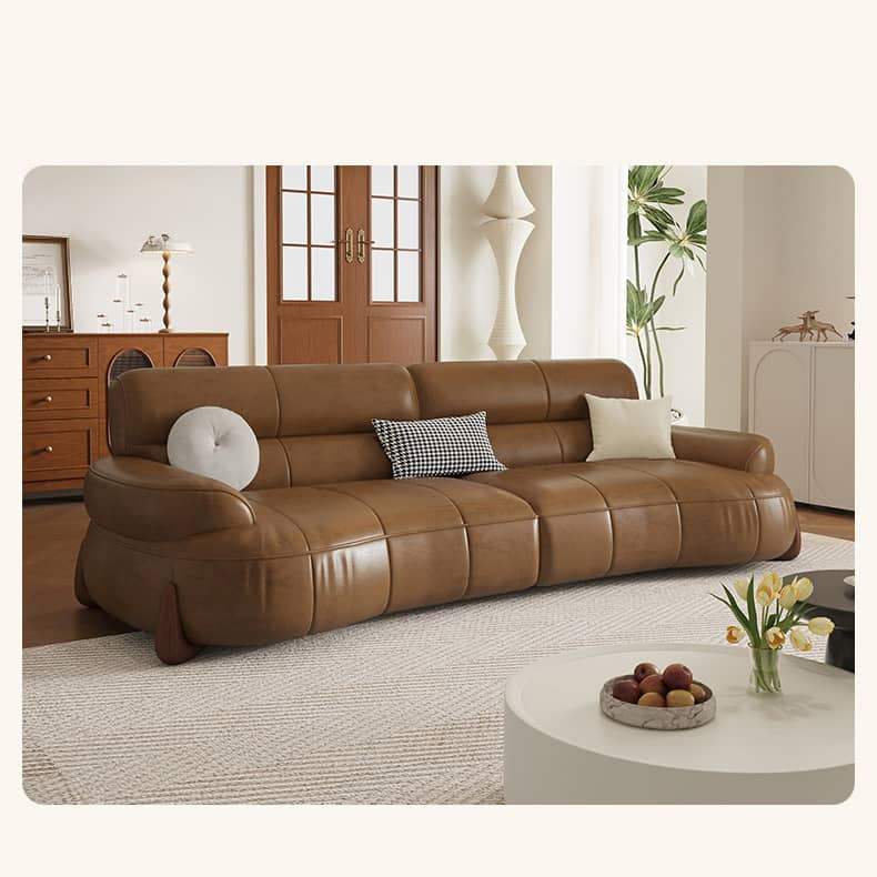 Versatile Sofa in Light Brown, Black, Green with Pine & Oak Wood, Down, Latex, and Faux Leather Elements hatx-1019