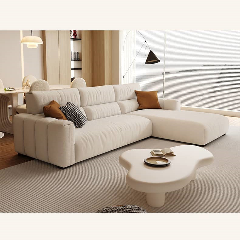 Chic Pine Wood Sofa with Ottoman Cotton Sectional Sofa with Soft Down Filling for LIvingroom hatx-1021