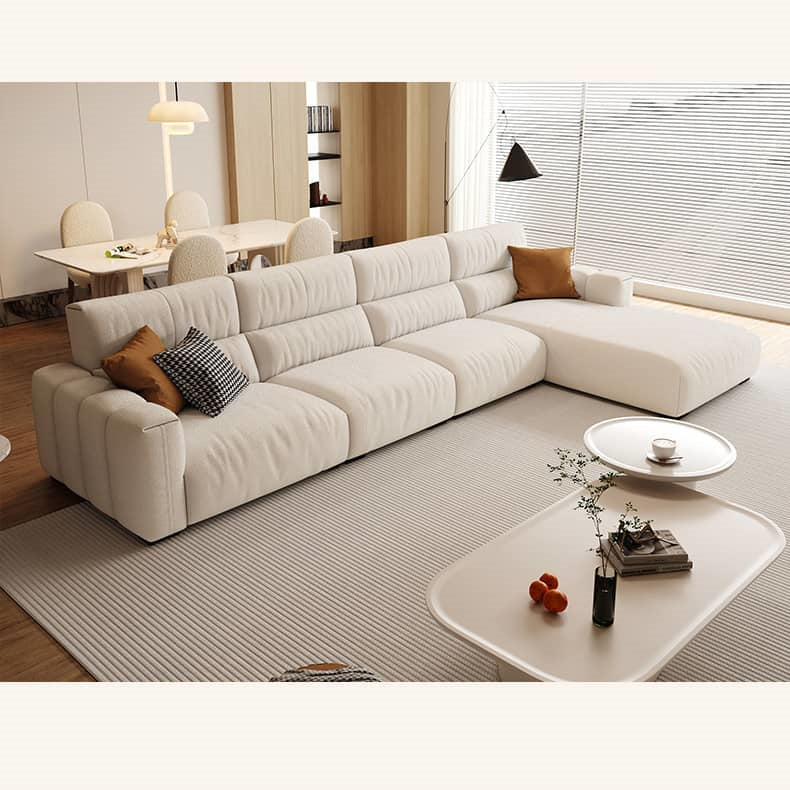 Chic Pine Wood Sofa with Ottoman Cotton Sectional Sofa with Soft Down Filling for LIvingroom hatx-1021