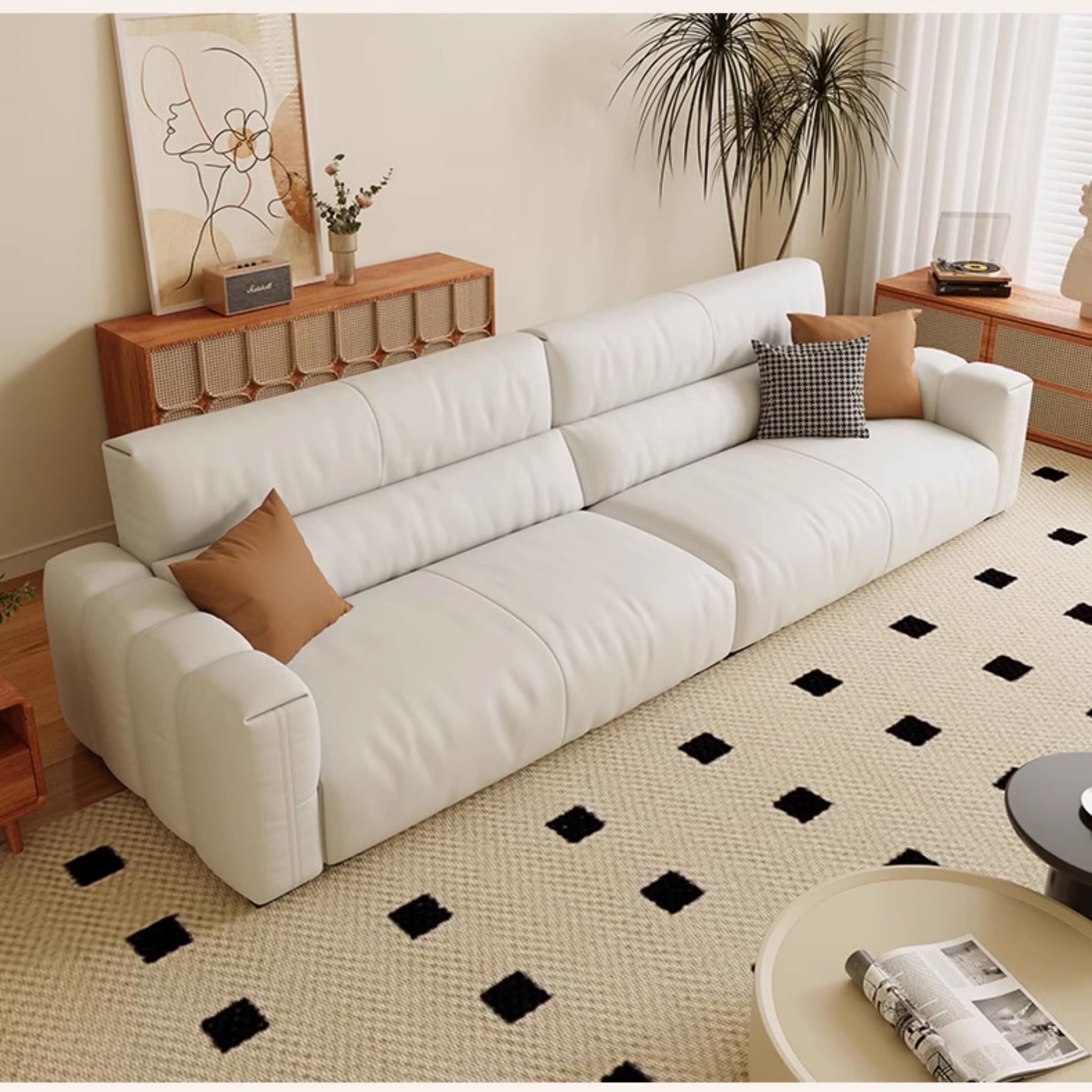 Chic Pine Wood Sofa with Ottoman Cotton Sectional Sofa with Soft Down Filling for LIvingroom hatx-1021