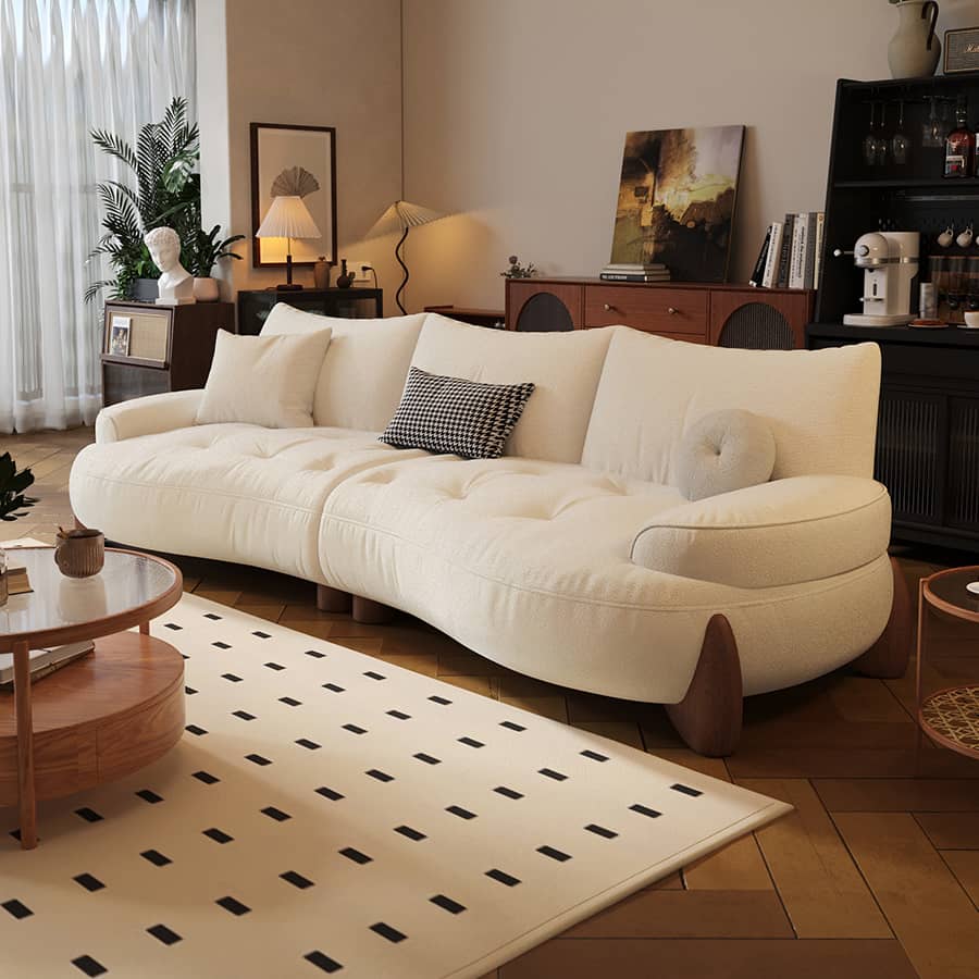 Versatile Sofa: Beige, Dark Yellow, Gray, Green - Light Pine & Oak Wood Options hatx-1023