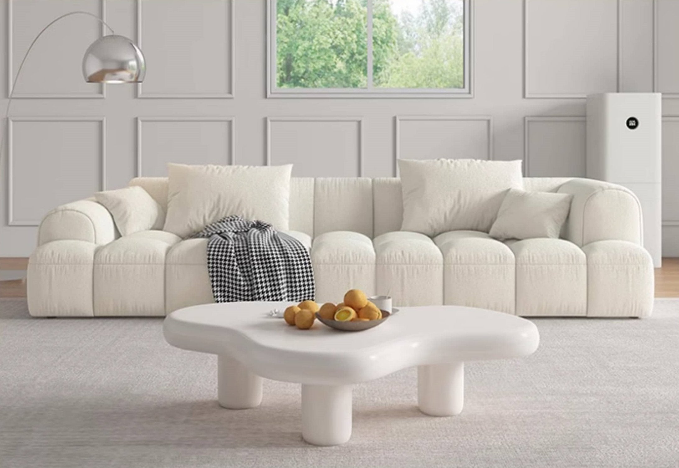 Luxurious Beige Sofa with Pine Wood Frame and Latex Down Cushions hatx-1025