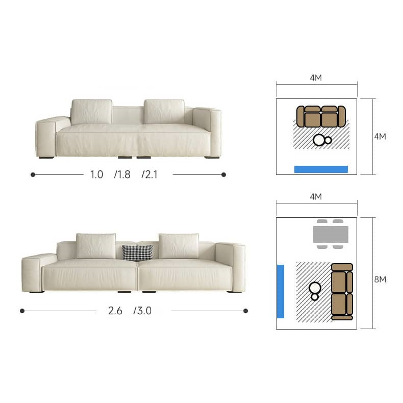 Stylish White Sofa with Light Brown, Green, Yellow, and Black Accents - Pine Wood Frame and Faux Leather Upholstery hatx-1026