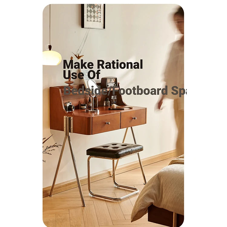 Stylish Dual-Purpose Cherry Wood Makeup Table & Nightstand with Sleek Design hby-4599