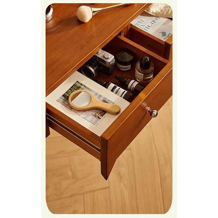 Stylish Dual-Purpose Cherry Wood Makeup Table & Nightstand with Sleek Design hby-4599