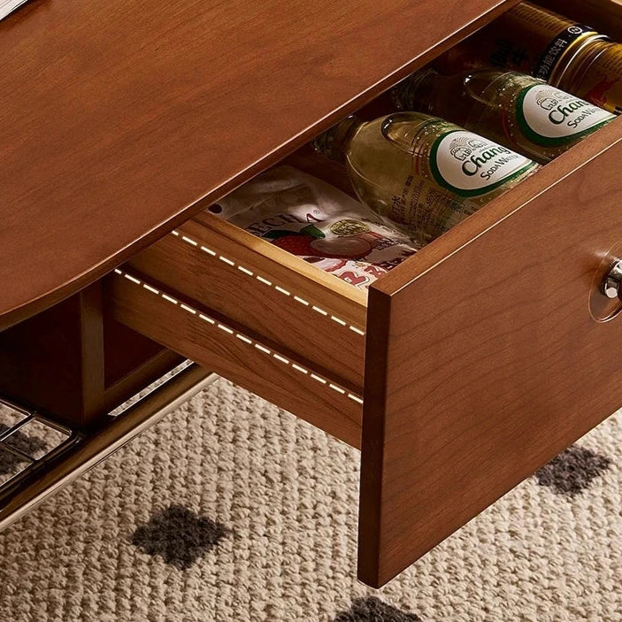 Stylish Cherry Wood & Stainless Steel Coffee Table - Space-Saving Design for Modern Living Rooms - 47.24 x 23.62 hby-4600