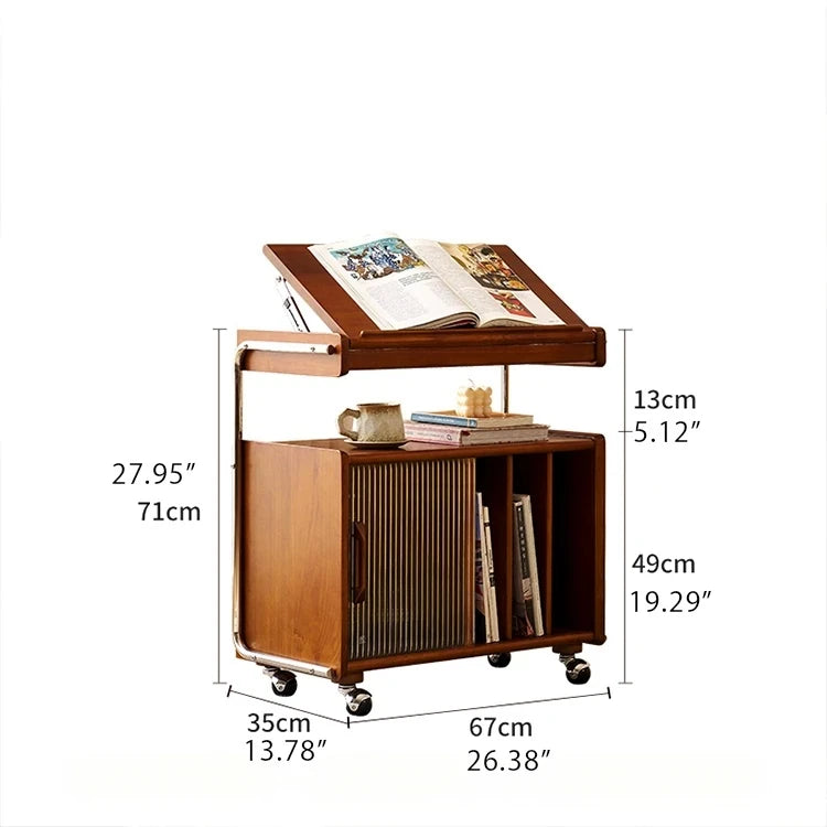Stylish Cherry Wood Coffee Table with Stainless Glass Top and Storage - Vintage Home Décor Accent hby-4604