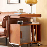 Stylish Cherry Wood Coffee Table with Stainless Glass Top and Storage - Vintage Home Décor Accent hby-4604