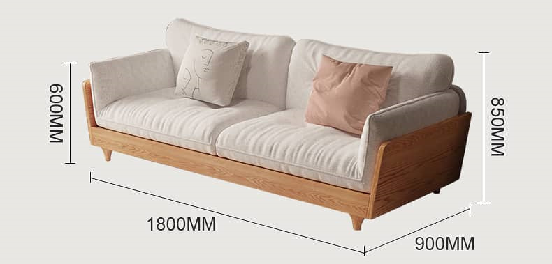 Elegant Off White Sofa with Oak Wood Frame and Plush Goose Down Fill hbzwg-631