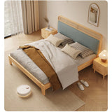 Stylish Blue and Yellow Synthetic Leather Bed with Pine and Oak Wood Elements hbzwg-636