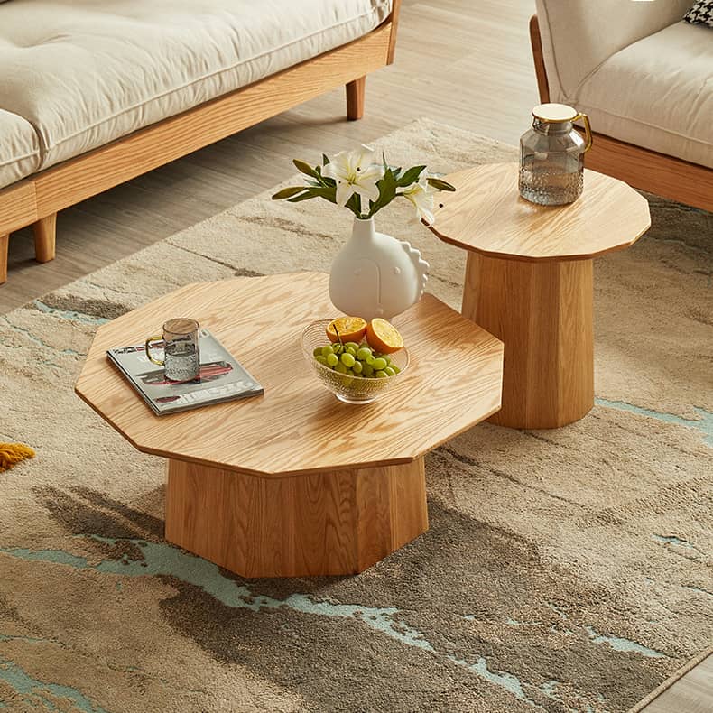 Elegant Polygonal Oak Wood Coffee Table - Modern for Your LIvingroom - hbzwg-643