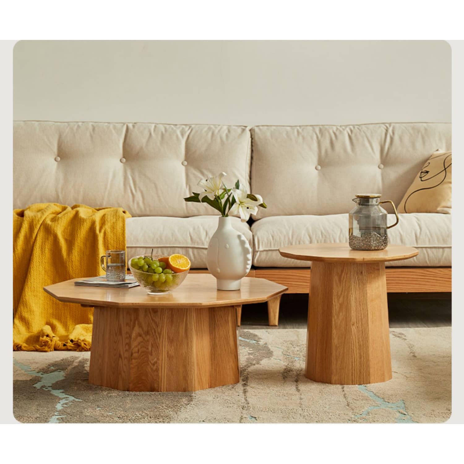 Elegant Polygonal Oak Wood Coffee Table - Modern for Your LIvingroom - hbzwg-643