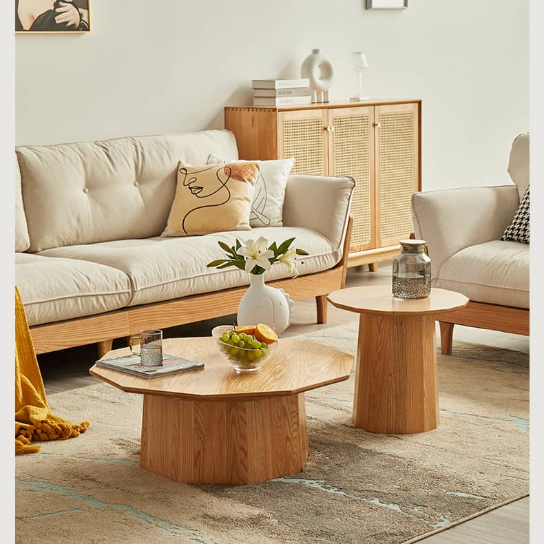 Elegant Polygonal Oak Wood Coffee Table - Modern for Your LIvingroom - hbzwg-643