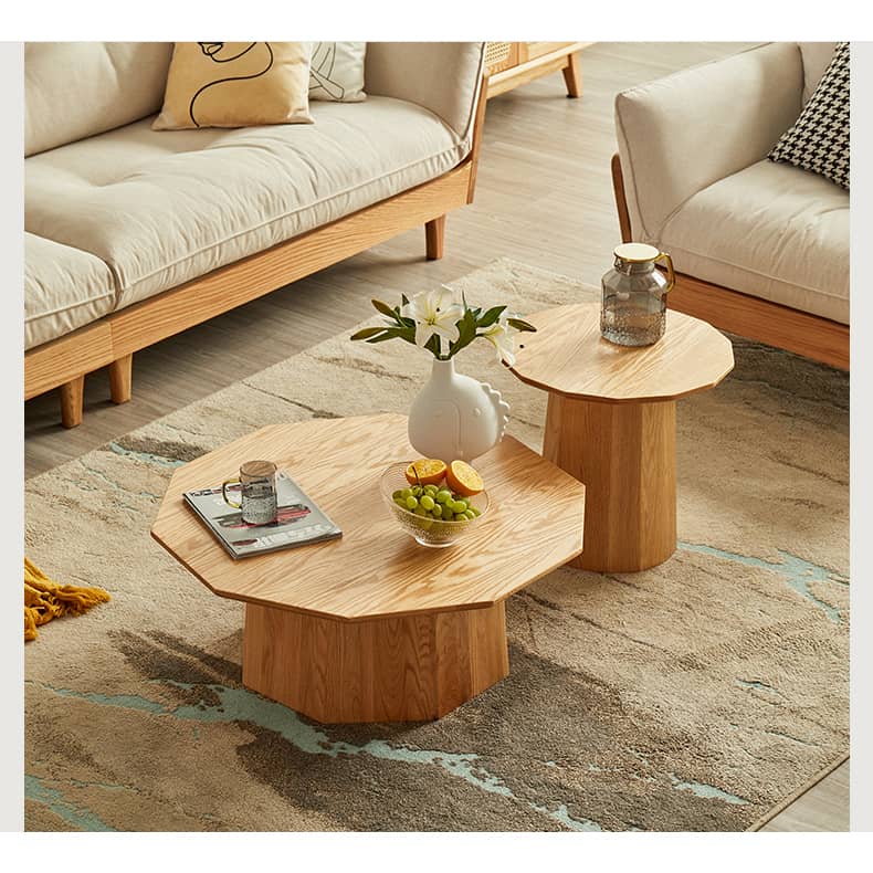 Elegant Polygonal Oak Wood Coffee Table - Modern for Your LIvingroom - hbzwg-643