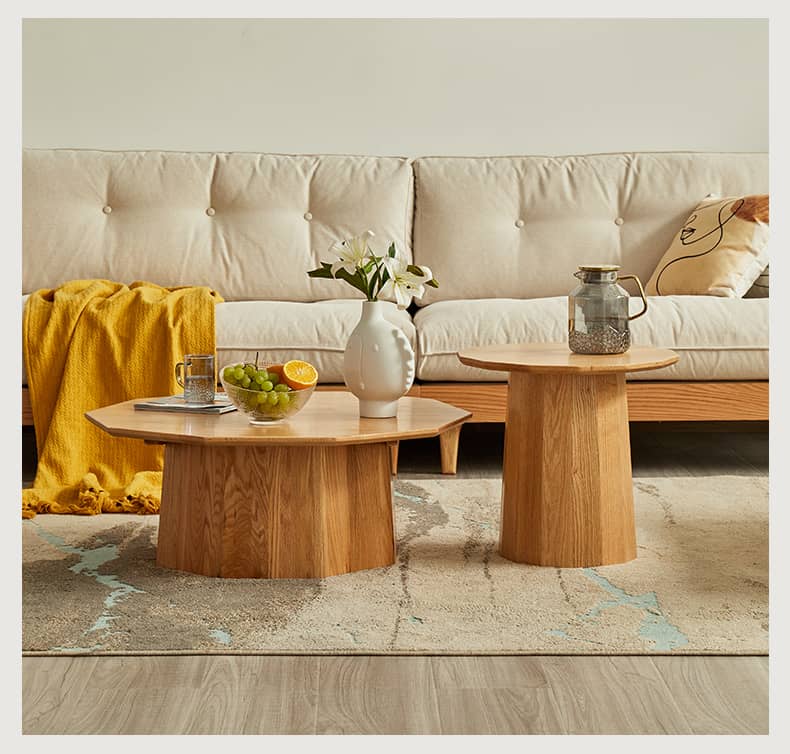 Elegant Polygonal Oak Wood Coffee Table - Modern for Your LIvingroom - hbzwg-643