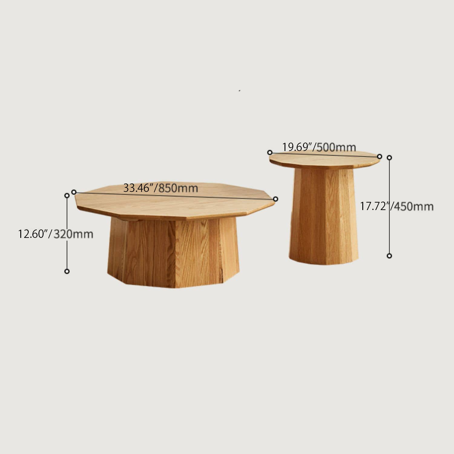 Elegant Polygonal Oak Wood Coffee Table - Modern for Your LIvingroom - hbzwg-643