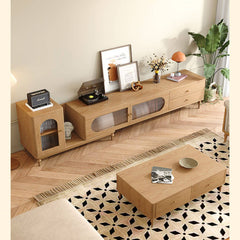 Oak Wood Coffee Table Natural Wood Color Rectangle with Storage - Modern Design for LIvingroom hbzwg-644