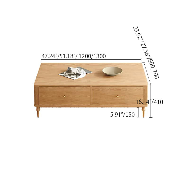 Oak Wood Coffee Table Natural Wood Color Rectangle with Storage - Modern Design for LIvingroom hbzwg-644