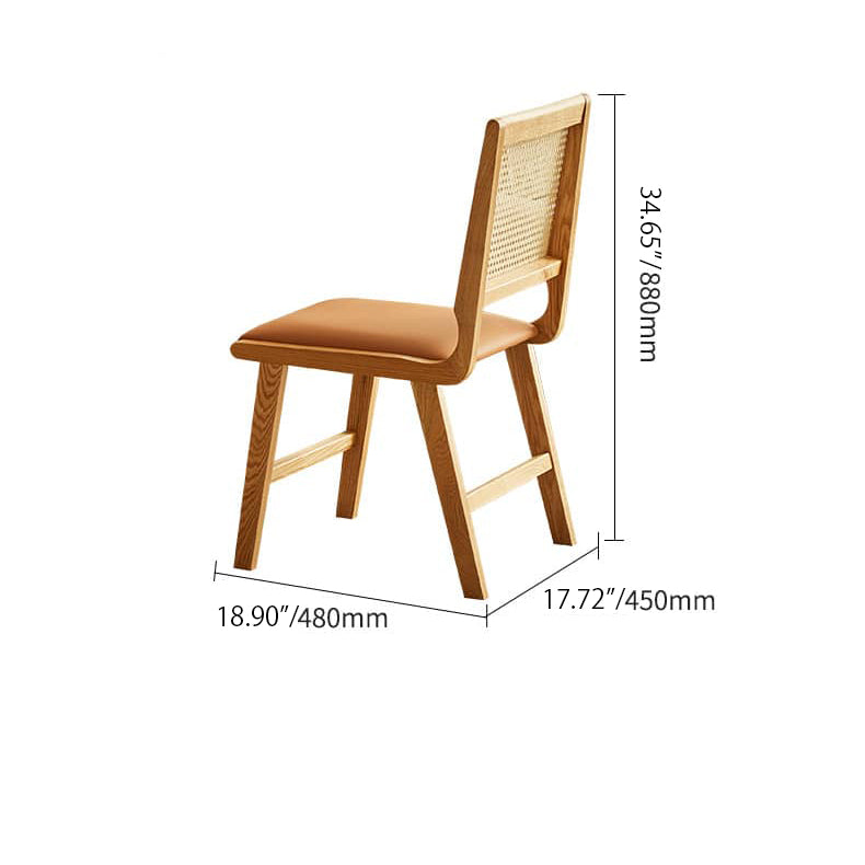 Elegant Oak Wood & Rattan Chair with Comfortable PU Leather Seat hbzwg-650