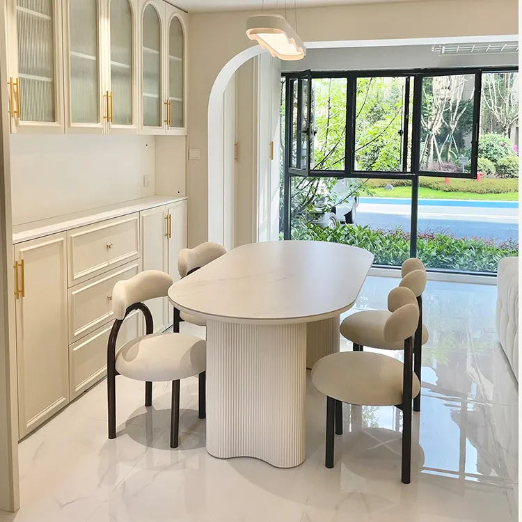 Modern Oval Sintered Stone Dining Table – Elegant Design for Chic Interiors hfcjp-4001