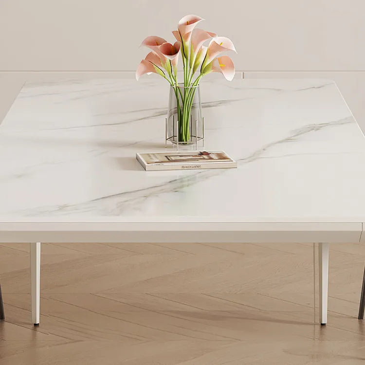 Sleek Marble & Aluminum Alloy Dining Table – Modern Elegance hfcjp-4010