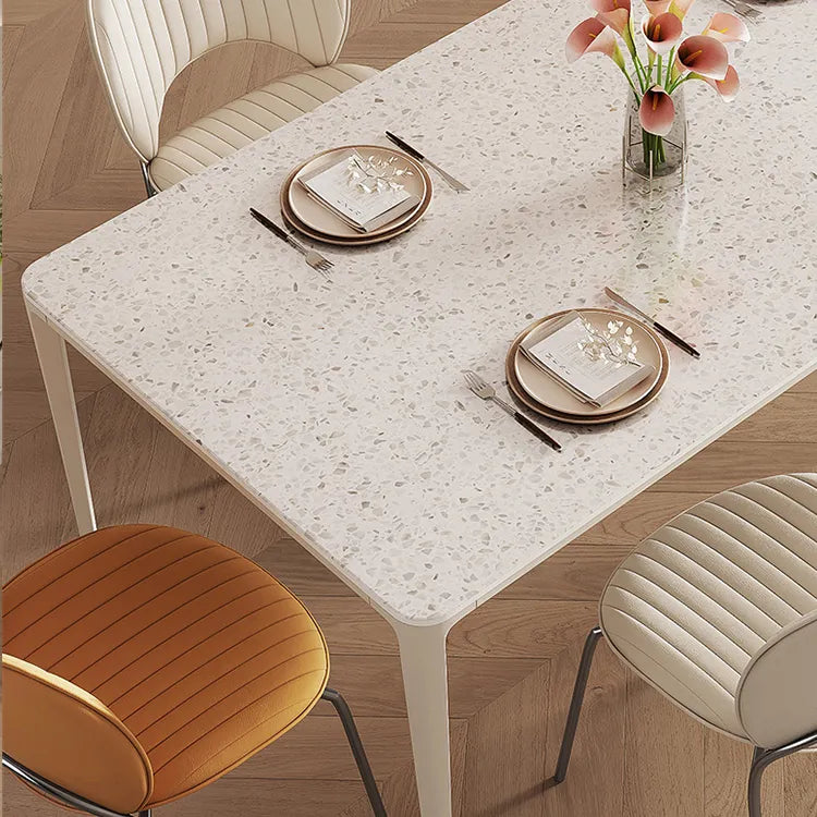Sleek Marble & Aluminum Alloy Dining Table – Modern Elegance hfcjp-4010