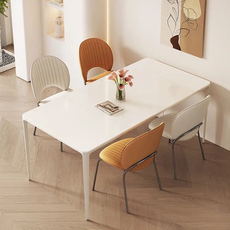 Sleek Marble & Aluminum Alloy Dining Table – Modern Elegance hfcjp-4010