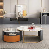 Elegant Marble Coffee Table Set with Gold Accents – Modern Look hfcjp-4011