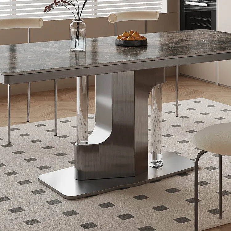Marble & Acrylic Dining Table – A Touch of Modern Elegance hfcjp-4012